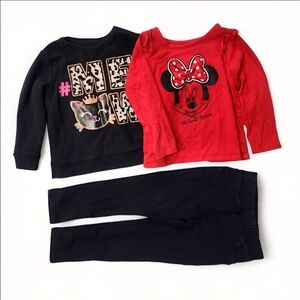 Girls 3T Outfit Bundle Minnie Mouse Top Garanimals Sweater Leggings